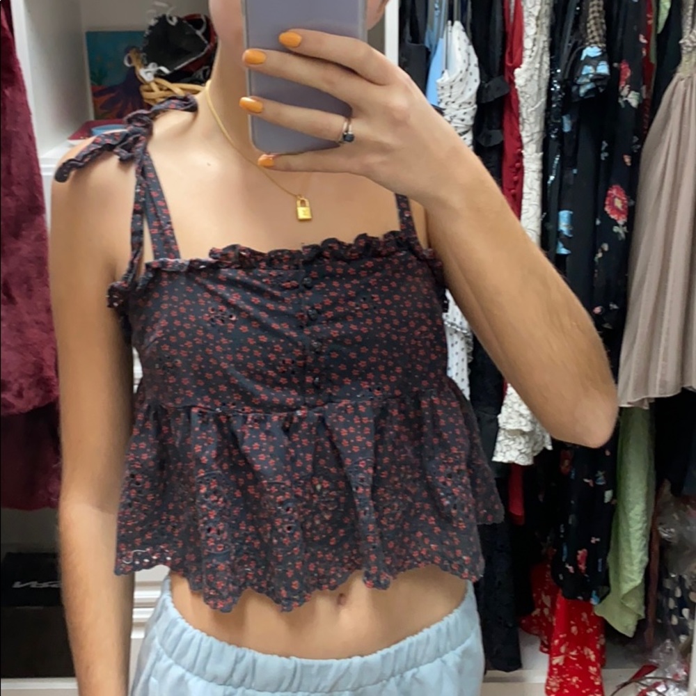 Urban Outfitters floral tank with tie sleeves